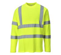 PORTWEST Hi-Vis Viz Crew neck Safety Work Cotton Comfort Breathable T-Shirt L/S