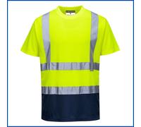 PORTWEST Hi Vis Viz Two Tone T-Shirt Breathable Wicking Safety Security Work Top