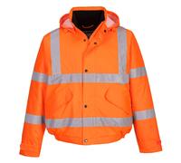 Portwest Hi Vis Waterproof Bomber Jacket - Winter Lined Padded Hood Safety S463