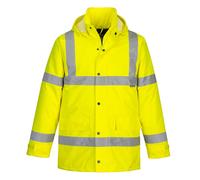 PORTWEST Hi Vis Waterproof Jacket - Hi Viz Winter Traffic Lined Hood Safety Coat