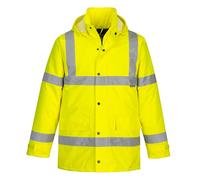 PORTWEST Hi Vis Waterproof Jacket - Hi Viz Winter Traffic Lined Hood Safety Coat