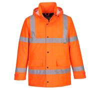 PORTWEST Hi Vis Waterproof Jacket - Hi Viz Winter Traffic Lined Hood Safety Coat
