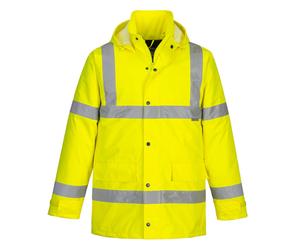 PORTWEST Hi Vis Waterproof Jacket - Hi Viz Winter Traffic Lined Hood Safety Coat