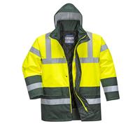 PORTWEST Hi Vis Waterproof Jacket - Hood Lined Padded Traffic Yellow Safety Coat