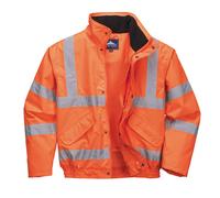 Portwest Hi-Vis Winter Bomber Jacket Waterproof Padded Reflective - RT32 Orange