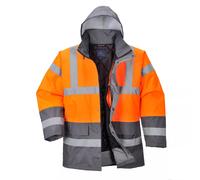 PORTWEST Hi Vis Winter Traffic Jacket Waterproof Padded Lined Safety Work Coat