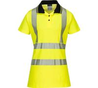 Portwest Hi Vis Womens Cotton Comfort Pro Polo Short Sleeve Shirt Yellow / Black XL