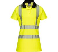 Portwest Hi Vis Womens Cotton Comfort Pro Polo Short Sleeve Shirt Yellow / Black