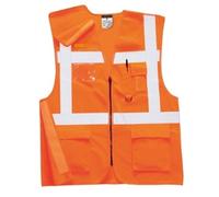 Portwest Hi Vis Zip Executive Vest 2XL Orange (Pack of 10)