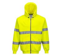 Portwest Hi-Vis Zip Front Hoodie, Size: XXL, Colour: Yellow, B305YERXXL
