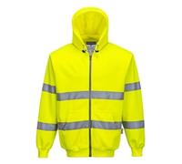 Portwest B305 Hi-Vis Zipped Hoodie Long Sleeve Hooded Front Zip Opening | Yellow, 2X Large, EN ISO 20471 Class 3, RIS 3279-TOM, UPF 40+, Knitted Fabric, 2 Side Pockets, Secure Storage, Rail