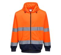 Portwest Hi Vis Zipped Hoodie Contrast Sweatshirt Safety Security Work Top B317