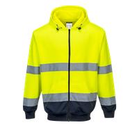 Portwest Hi Vis Zipped Hoodie Contrast Sweatshirt Safety Security Work Top B317