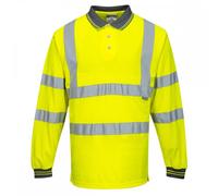 Portwest Hi Visibility Polo Shirt L/S Yellow Size: 4XL Colour: Yellow, 4XL