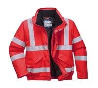 Portwest Hi Viz Bomber Jacket Water Resistant Lined Padded Hood Safety Coat
