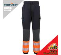 Portwest Hi-Viz Flexi Sim Fit Cargo Multi-Pocket Work Stretch Breathable Joggers