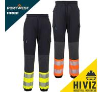 Portwest Hi-Viz Flexi Sim Fit Cargo Multi-Pocket Work Stretch Breathable Joggers