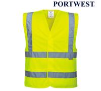 PORTWEST Hi Viz Vest Two Band Safety Reflective Waistcoat Visibility Yellow