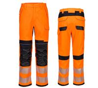 PORTWEST HVO Flame Resistant Hi Vis Work Trousers Elastic Waist Stretch Kneepad