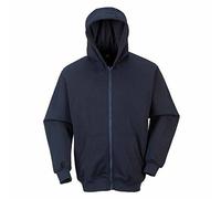 Portwest FR Zip Front Hooded Sweatshirt, Color: Navy, Size: M, FR81NARM