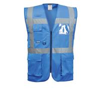 Portwest F476 Iona Executive Vest Two Lower Patch Pockets Machine Washable | Royal Blue, 2X Large, EN 17353 Type B3, Regular Fit, Front Zip Opening, Dual ID Holder, Radio Loop, Warp Knit, Corporate
