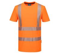 Portwest KX3 KX301 Hi-Vis Sports T-Shirt Moisture-Wicking Pin Mesh | EN ISO 20471 Class 2, Segmented Reflective Tape, UPF 40+ Sun Defence, Rail Orange Only
