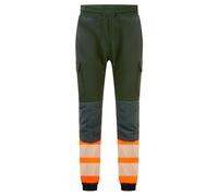 Portwest PW3 Hi-Vis Flexi Work Trousers 4-way Stretch Slim Fit Reinforced Knees Black/Orange M