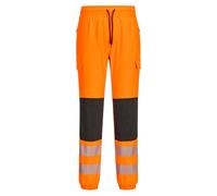 Portwest KX346 PW3 Hi Vis Flexi Joggers Work Trousers with Four Way Stretch, Reinforced Knees, Slim Fit, Cargo and Zip Pockets, Heat Applied Reflective Tape and RIS Rail Standard Compliance