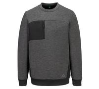 Portwest KX377KX3 Sport Tech Sweatshirt Workwear Wicking Two Faced Fabric Ergonomic Cut Reflective Trim Durable Lightweight Pullover With Contrast Panels And Secure Chest Pocket Metal Grey,XXL