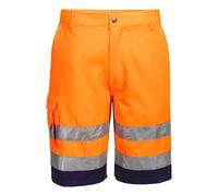 Portwest L043 Hi Vis Lightweight Polycotton Work Shorts With Texpel Stain Resistant Finish, Multiple Cargo Pockets, Elasticated Waist, Reflective Tape And Certified EN ISO 20471 Class 1 Visibility