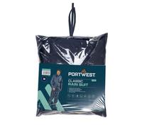 Portwest L440 Essentials Rainsuit 2 Piece Waterproof Suit | EN 343 Class 3:1, PVC-Coated Polyester, Pack-Away Adjustable Hood, CE Certified