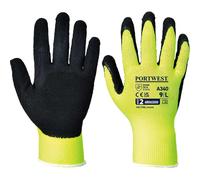 Portwest Latex Foam Hi Vis Grip Gloves Yellow 2XL Pack of 1