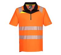 Portwest Lightweight Breathable Slim Fit DX4 Hi-Vis Zip Polo Shirt S/S - DX412