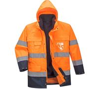Portwest Lite 3 in 1 Hi Vis Jacket and Detachable Fleece Orange / Navy L