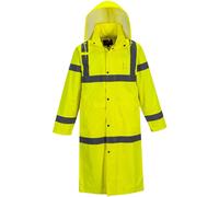 Portwest H445 Hi-Vis Rain Coat 122cm Long Sleeve Waterproof Secure Storage