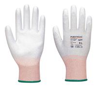 (Grey/White, S) Portwest LR13 ESD PU Palm Glove - 12 Pack