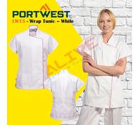 Portwest LW15 Women Ladies Wrap Tunic Healthcare Beauty Salon Nursing Work WHITE