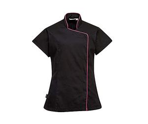 Portwest LW15 Wrap Tunic Short Sleeve Concealed Stud Front Contrast Piping