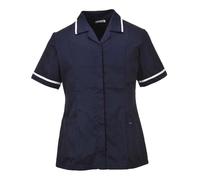 Portwest LW20 Women’s Classic Tunic Polycotton Work Uniform with Pockets Ladies Healthcare Beauty Concealed Zip Action Back Spa Salon Nail Massage Therapist Shirt Top, Navy, XXL