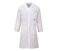 Portwest LW63 Women's Food Coat Durable Polycotton Concealed Stud Front Tailored Fit Catering Workwear Machine Washable 3 Pockets Professional Kitchen Jacket, White, L