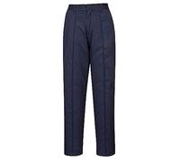 Portwest LW97 Women's Elasticated Trousers 2 Side Pockets Machine Washable | Navy, Small, UPF 50+, Straight Fit, Polyester, Sewn in Front Centre Seam, Secure Storage, Hook and Bar Closure, Workwear