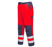 Portwest Lyon Hi-Vis Trouser, Size: M, Colour: Red/Navy, TX51RNRM