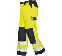 Portwest Lyon Hi Vis Work Trousers Yellow / Navy M 32"