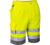 Portwest E043 Hi-Vis Contrast Work Shorts with Reflective Tape Yellow Size XXL