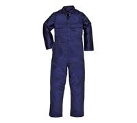 (L x Regular, Navy) Portwest Mens Euro Work Polycotton Coverall (S999) / Workwear (Pack of 2)