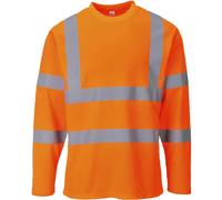 Portwest Mens Hi Vis Cotton Comfort Long Sleeve T Shirt Orange S