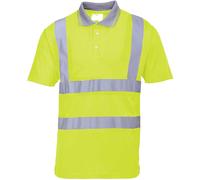 Portwest Mens Hi Vis Polo Short Sleeve Shirt Yellow L