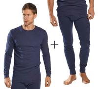Portwest Men's Polyester Cotton Thermal Base Layer COMBO - Navy Blue - C38/40" - W32/34"