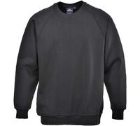 Portwest B300 Roma Sweatshirt Durable Soft Workwear Crew Neck Fleece 40+ UPF Sun Protection Comfortable Fit for Casual Corporate and Industrial Use, Black, M