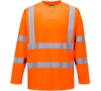Portwest Mens S178 Hi-Vis Orange Long Sleeved Workwear T-Shirt Size Medium New